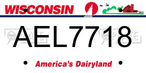 AEL7718 Wisconsin License Plate