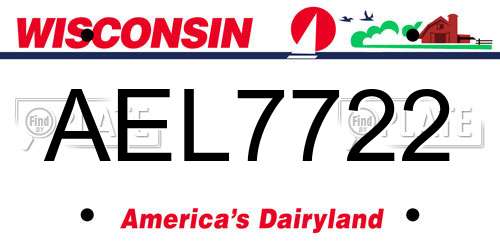 AEL7722 Wisconsin License Plate