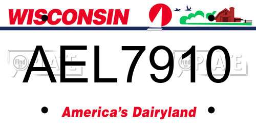 AEL7910 Wisconsin License Plate