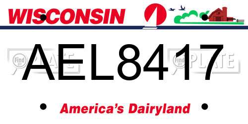 AEL8417 Wisconsin License Plate