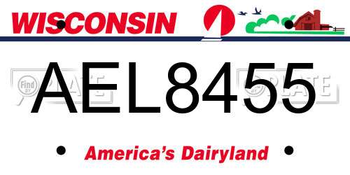 AEL8455 Wisconsin License Plate