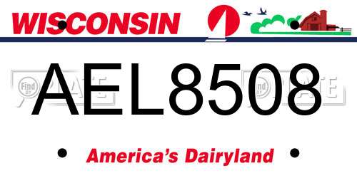 AEL8508 Wisconsin License Plate