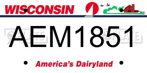 AEM1851 Wisconsin License Plate