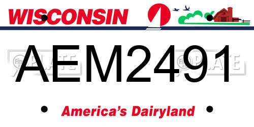 AEM2491 Wisconsin License Plate