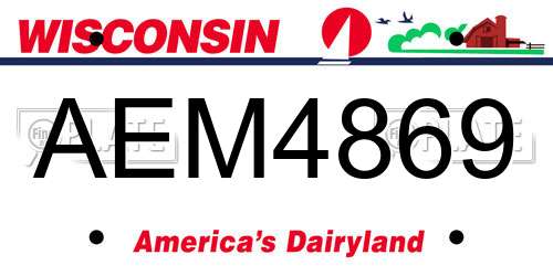 AEM4869 Wisconsin License Plate