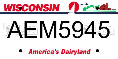 AEM5945 Wisconsin License Plate