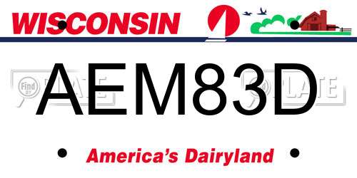 AEM83D Wisconsin License Plate