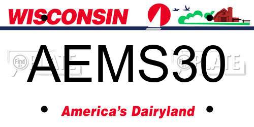 AEMS30 Wisconsin License Plate