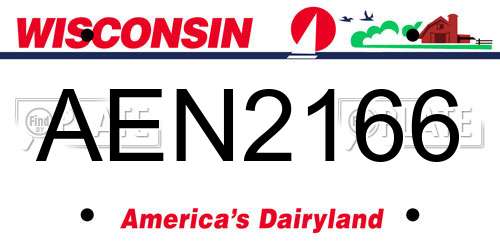 AEN2166 Wisconsin License Plate