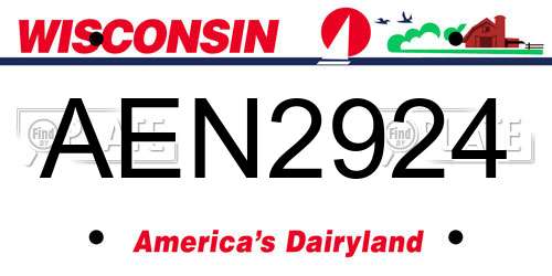 AEN2924 Wisconsin License Plate