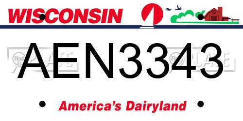 AEN3343 Wisconsin License Plate