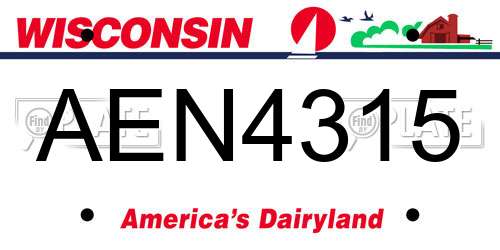 AEN4315 Wisconsin License Plate