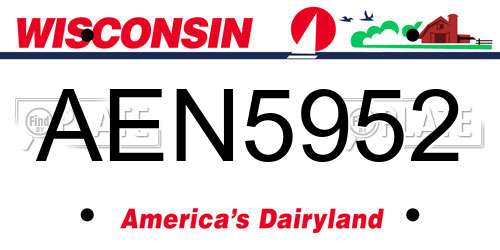 AEN5952 Wisconsin License Plate