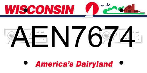 AEN7674 Wisconsin License Plate
