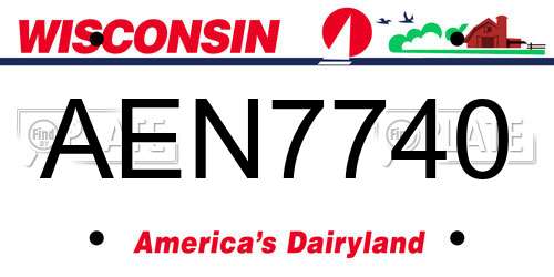 AEN7740 Wisconsin License Plate