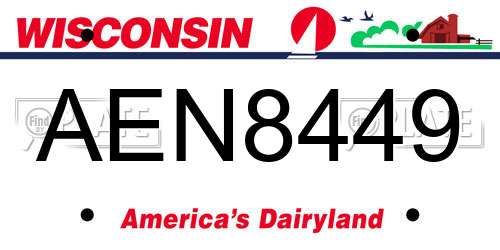 AEN8449 Wisconsin License Plate