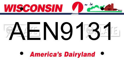 AEN9131 Wisconsin License Plate