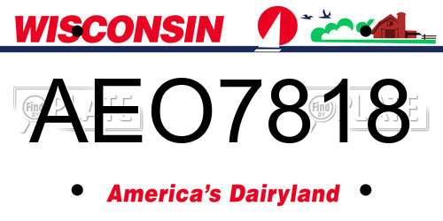 AEO7818 Wisconsin License Plate