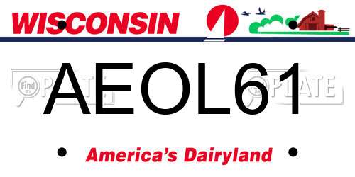 AEOL61 Wisconsin License Plate
