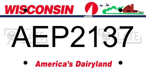 AEP2137 Wisconsin License Plate