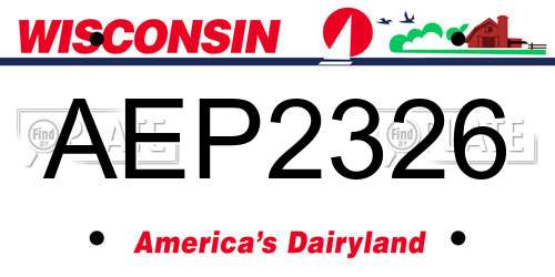 AEP2326 Wisconsin License Plate