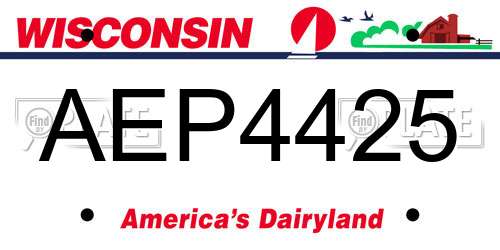 AEP4425 Wisconsin License Plate