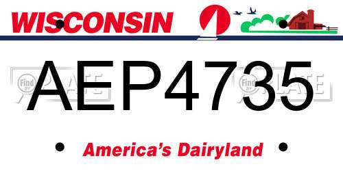 AEP4735 Wisconsin License Plate
