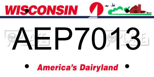 AEP7013 Wisconsin License Plate