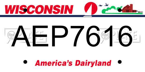 AEP7616 Wisconsin License Plate