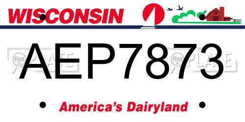 AEP7873 Wisconsin License Plate