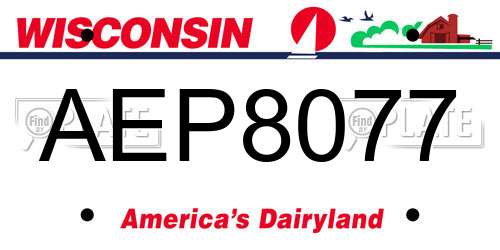 AEP8077 Wisconsin License Plate