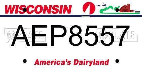 AEP8557 Wisconsin License Plate