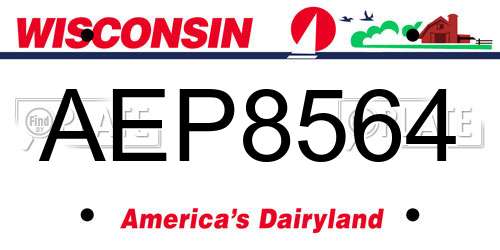 AEP8564 Wisconsin License Plate