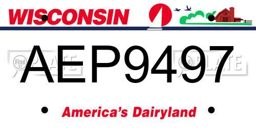 AEP9497 Wisconsin License Plate