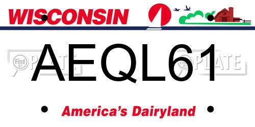 AEQL61 Wisconsin License Plate