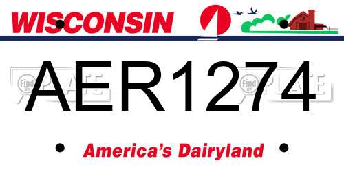 AER1274 Wisconsin License Plate