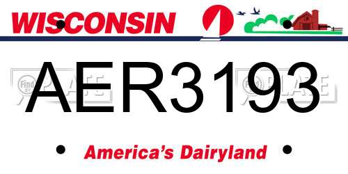 AER3193 Wisconsin License Plate