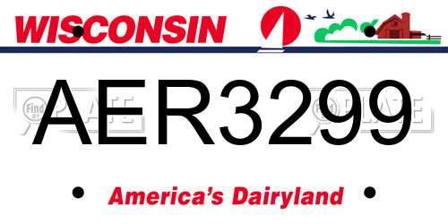 AER3299 Wisconsin License Plate