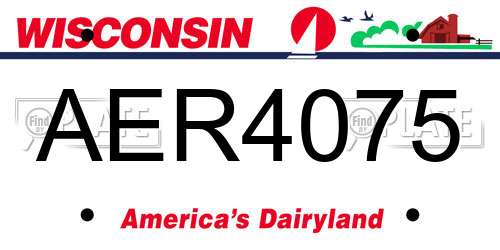 AER4075 Wisconsin License Plate
