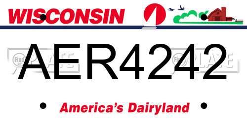 AER4242 Wisconsin License Plate