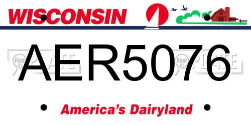 AER5076 Wisconsin License Plate