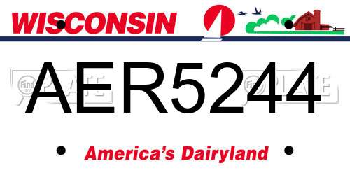 AER5244 Wisconsin License Plate