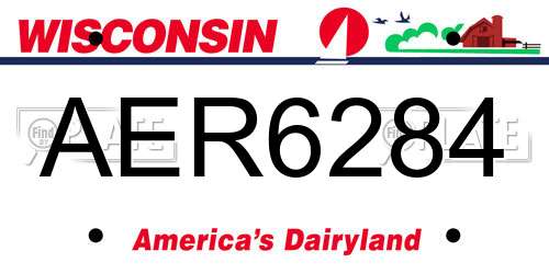 AER6284 Wisconsin License Plate