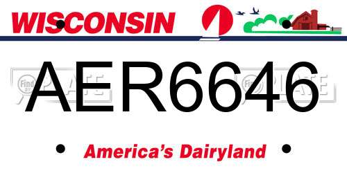 AER6646 Wisconsin License Plate