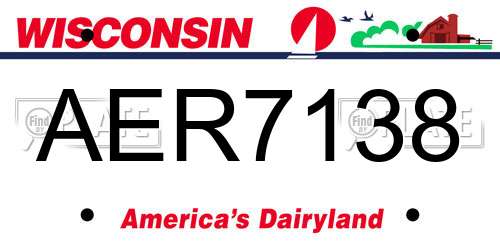AER7138 Wisconsin License Plate