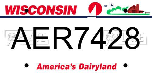 AER7428 Wisconsin License Plate