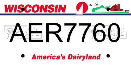 AER7760 Wisconsin License Plate