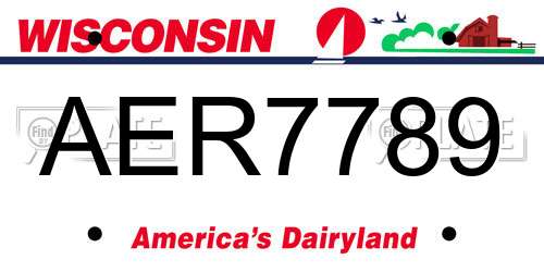 AER7789 Wisconsin License Plate