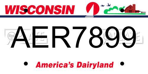 AER7899 Wisconsin License Plate