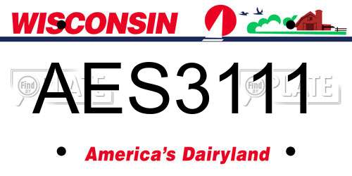 AES3111 Wisconsin License Plate